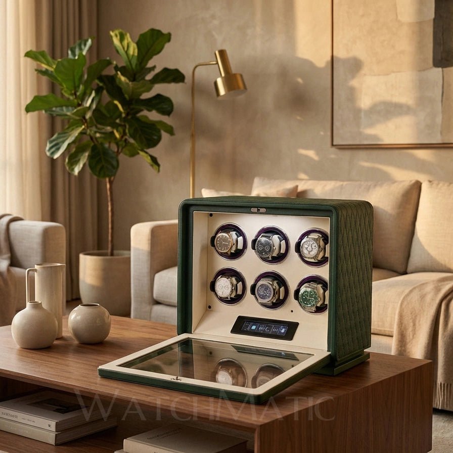 WATCHMATIC Vento Luxury 6 - Slot Watch Winder 14:29Green 6 Slots - WatchMatic