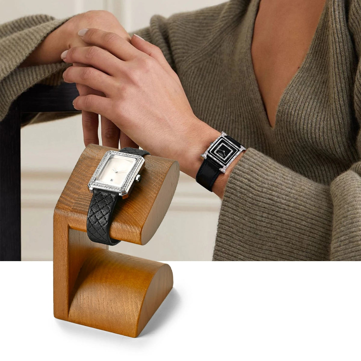 WATCHMATIC Wooden Watch Display Stand 14:29Dark Color - WatchMatic
