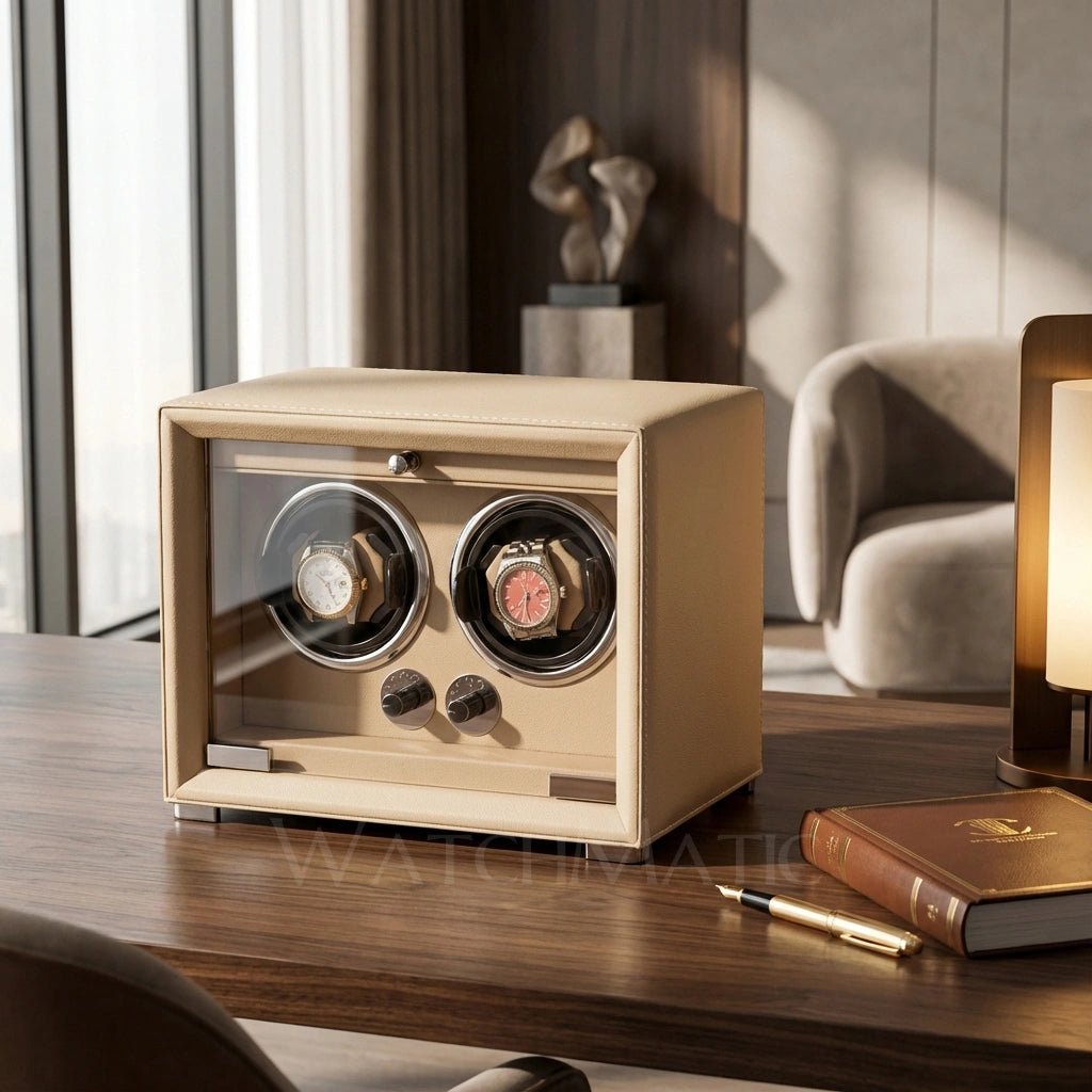 WatchMatic Lustro Double Watch Winder apricot 2slots - WatchMatic